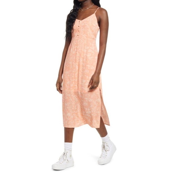 NWT BP. Tie Back Midi Slipdress in Coral Rose Shadow - Picture 1 of 3